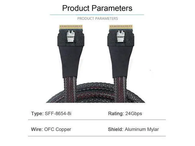 Alt view image 5 of 7 - Vszerda PCI-E Slimline SAS 4.0 SFF-8654 8i 74pin Host to SFF-8654 74Pin Slim SAS Target Cable 50cm