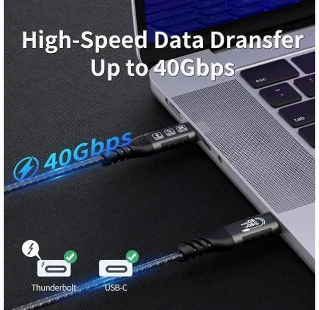 Alt view image 4 of 7 - Vszerda USB4 Cable 5ft - 240W Charging (40Gbps, 240W, 8K Video), Compatible with Thunderbolt 4/3 USB C to USB C for MacBook, iPad Pro, iPhone 15, Dock, Hub