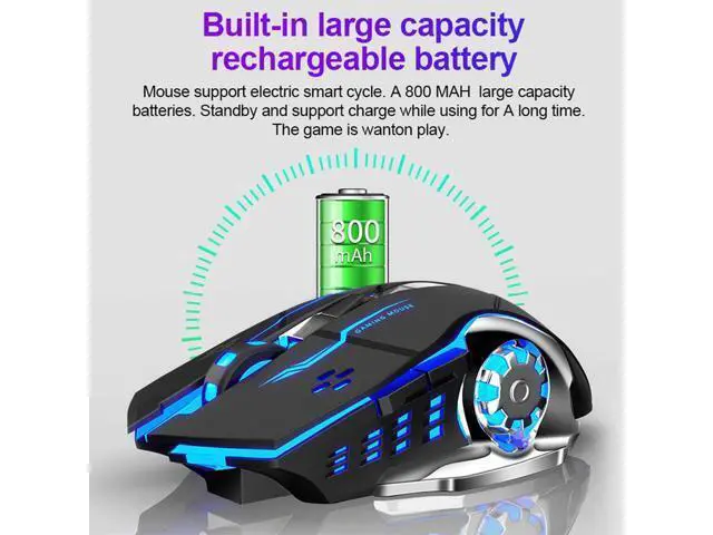 Alt view image 4 of 7 - Vszerda SC100 Silent White Wireless Mouse Rechargeable, RGB LED Backlit, DPI Adjustable, 2.4G Wireless Optical Computer Gaming Mice with USB Receiver, Punk Cool Mouse for Office/Games