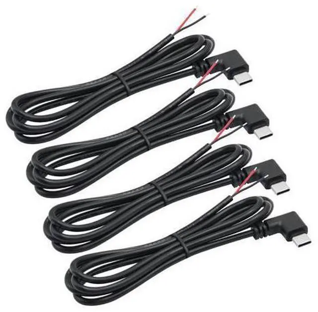 Main image of Vszerda 4Pcs 90 Degree USB C to 2 Pin Bare Wire Open End Wire 1M/3FT, Right Angle USB Type C Male Plug Pigtail Power Cable 22AWG 5V/3A, for USB C Equipment Installed or Replacement Repair DIY Cable