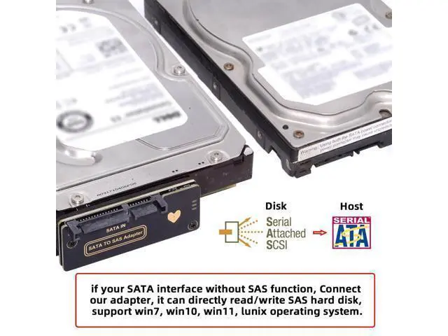 Alt view image 7 of 7 - Vszerda SFF-8482 SAS 29Pin to 7+15 22Pin SATA Hard Disk Drive Raid Adapter with SAS Controller Chipset and Power Port