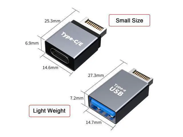 Alt view image 6 of 7 - Vszerda 2pcs USB 3.1 Front Panel Header Male Type-E to Type-A & Type-C USB-C Motherboard Extension Data Adapter