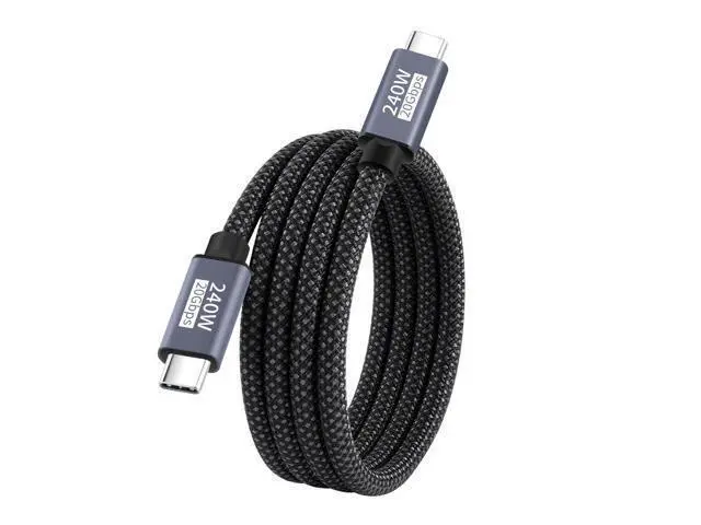 Alt view image 7 of 7 - Vszerda USB-C Cable Male to Male USB3.2 20Gbps 240W 8K 5K 4K USB4.0 Sleeve Braid Hyper Super Coiled Type-C Fast Charging Cord 2m