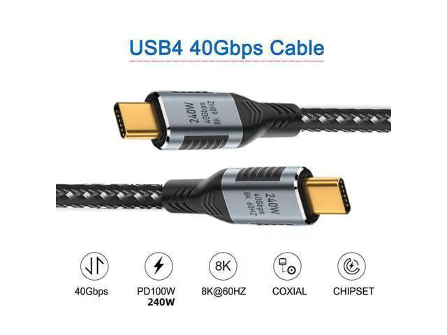Alt view image 3 of 7 - Vszerda USB-C USB4 Cable 240W 40Gbps USB3.1 100W 8K@60Hz 5K USB4.0 Data Transfer Cord Compatible with Thunderbolt3/4 0.2M