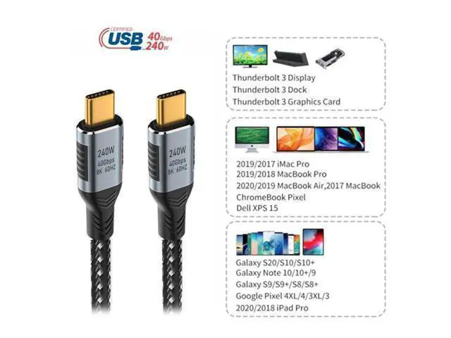 Alt view image 4 of 7 - Vszerda USB-C USB4 Cable 240W 40Gbps USB3.1 100W 8K@60Hz 5K USB4.0 Data Transfer Cord Compatible with Thunderbolt3/4 0.2M