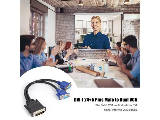 Alt view image 3 of 7 - Vszerda DVI to 2X VGA Splitter Cable, Black, Supports Multiple Audio Formats, Connects 1 DVI Device to 2 Monitors/Projects