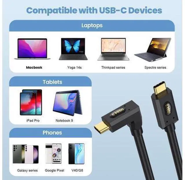 Alt view image 5 of 6 - Vszerda USB4.0 Cable Spring Coiled, USB C to USB C Cord 8K/6K @60hz 40Gbps 240W Fast Data Charging Type C Spring Spiral Cord Cables, 4FT/1.2M (Female to Female, Straight to Straight)