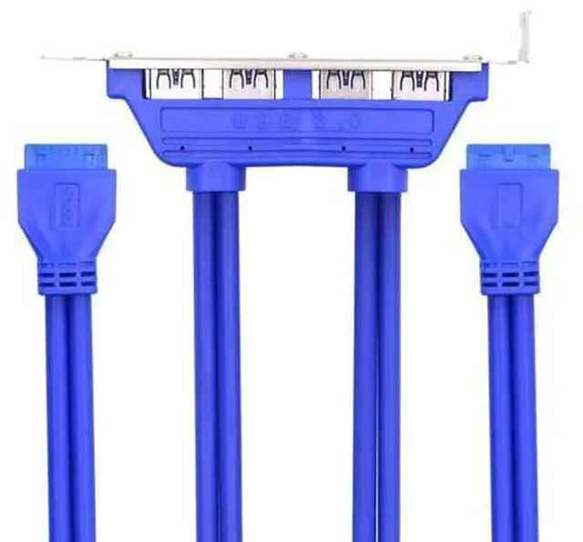 Main image of Vszerda 4 Ports USB3.0 Female Hub to Motherboard 20pin Mount Panel Extension Baffle Cable with PCI Bracket 50cm