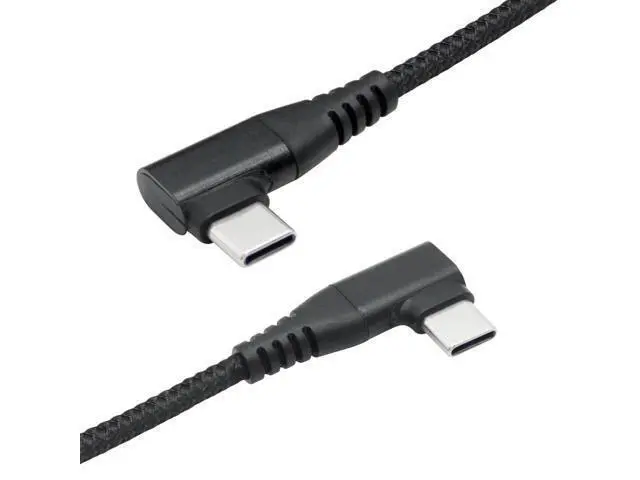 Alt view image 2 of 7 - Vszerda Right Angle USB C to USB C Cable 3M/9FT, 90 Degree 60W PD Type C Fast Charging & Data Transmission Nylon Braided Cable, for Type C Devices Laptop/Tablet/Cell Phone(Black)