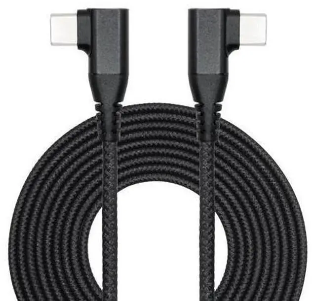 Main image of Vszerda Right Angle USB C to USB C Cable 3M/9FT, 90 Degree 60W PD Type C Fast Charging & Data Transmission Nylon Braided Cable, for Type C Devices Laptop/Tablet/Cell Phone(Black)