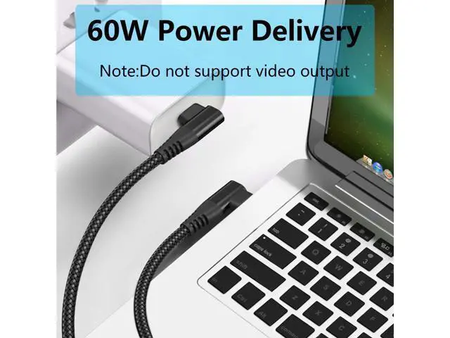 Alt view image 4 of 7 - Vszerda Right Angle USB C to USB C Cable 3M/9FT, 90 Degree 60W PD Type C Fast Charging & Data Transmission Nylon Braided Cable, for Type C Devices Laptop/Tablet/Cell Phone(Black)