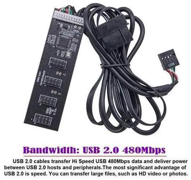 Alt view image 4 of 7 - Vszerda USB 2.0 9pin 10pin Header 1 to 4 Female Splitter Extension Cable HUB with IDE 5V Power Connector Adapter Port Multilier