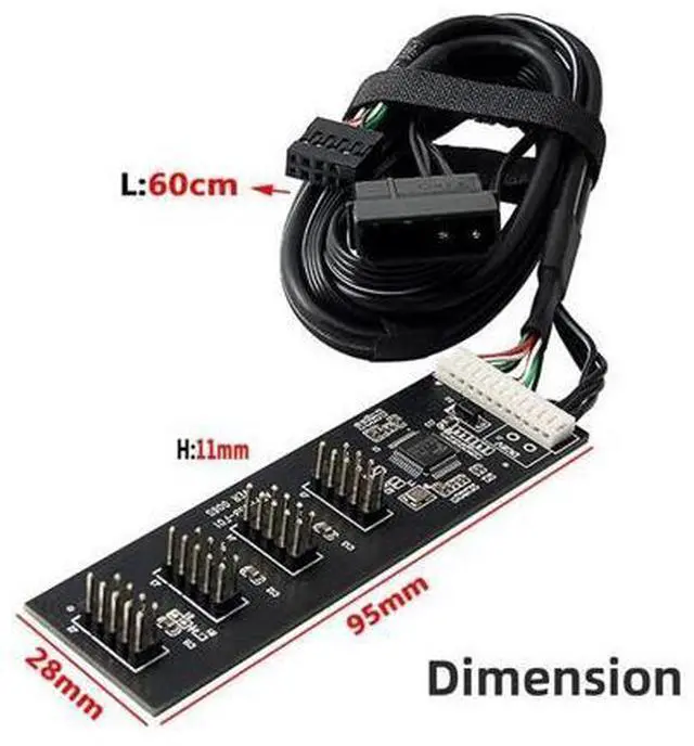Alt view image 7 of 7 - Vszerda USB 2.0 9pin 10pin Header 1 to 4 Female Splitter Extension Cable HUB with IDE 5V Power Connector Adapter Port Multilier