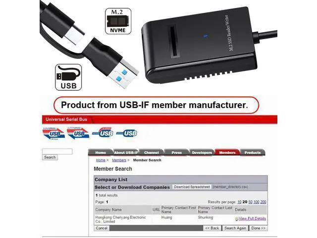 Alt view image 7 of 7 - Vszerda USB 3.0 USB-C Type-C & Type-A Dual Connector to NVME M-Key M.2 SATA SSD Docking Horizontal External Cable 10Gbps Enclosure RTL9210B Chipset
