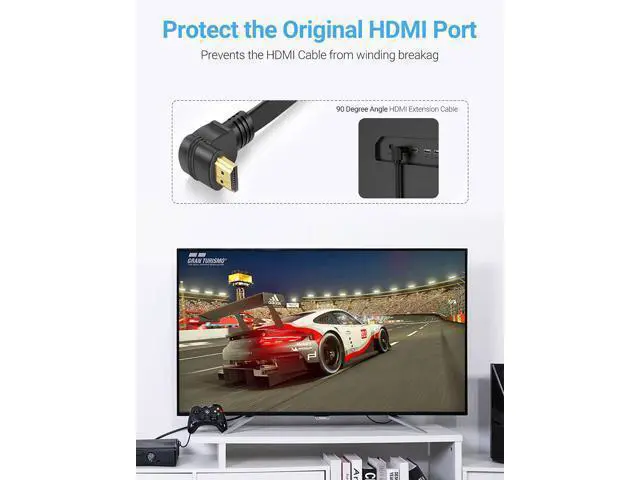 Alt view image 3 of 7 - Vszerda Flat Slim High Speed HDMI Male to Male Extension Cable 270 Degree Right Angle (1 Feet) Adapter Converter Cable (Pack of 2)