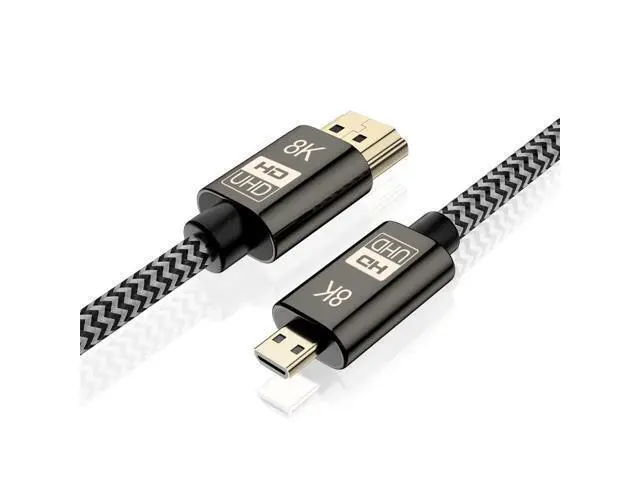 Alt view image 7 of 7 - Vszerda Micro HDMI to HDMI 2.1 Ultra-HD UHD 8K 60hz 4K 120hz Cable 48Gbs HDMI Cord for Camera Tablet (1.0m)