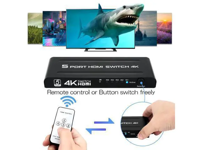 Alt view image 4 of 6 - Vszerda 4K HDMI Switch 5 in 1 Out,5 Port HDMI Switcher Selector Box with IR Remote Control & Auto Switch, Support 4K@30Hz, HDR, HDMI 1.4, HDCP, 3D, 1080P for HDTV PS3 PS4 Xbox Projector Blu-ray Player