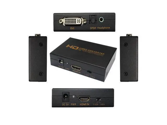 Alt view image 5 of 7 - Vszerda Hdmi to Dvi+Spdif/Headphone,HDMI to DVI + Coaxial Audio Video Converter Box Adapter with US Power Adapter for PS3,Blue Ray DVD