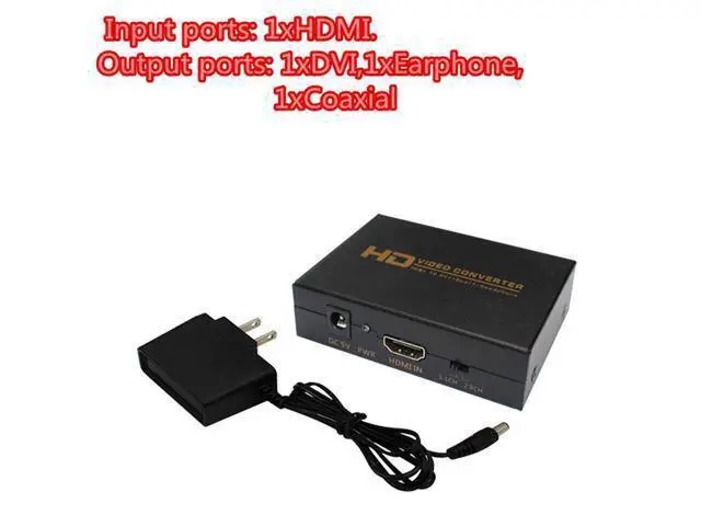 Alt view image 7 of 7 - Vszerda Hdmi to Dvi+Spdif/Headphone,HDMI to DVI + Coaxial Audio Video Converter Box Adapter with US Power Adapter for PS3,Blue Ray DVD