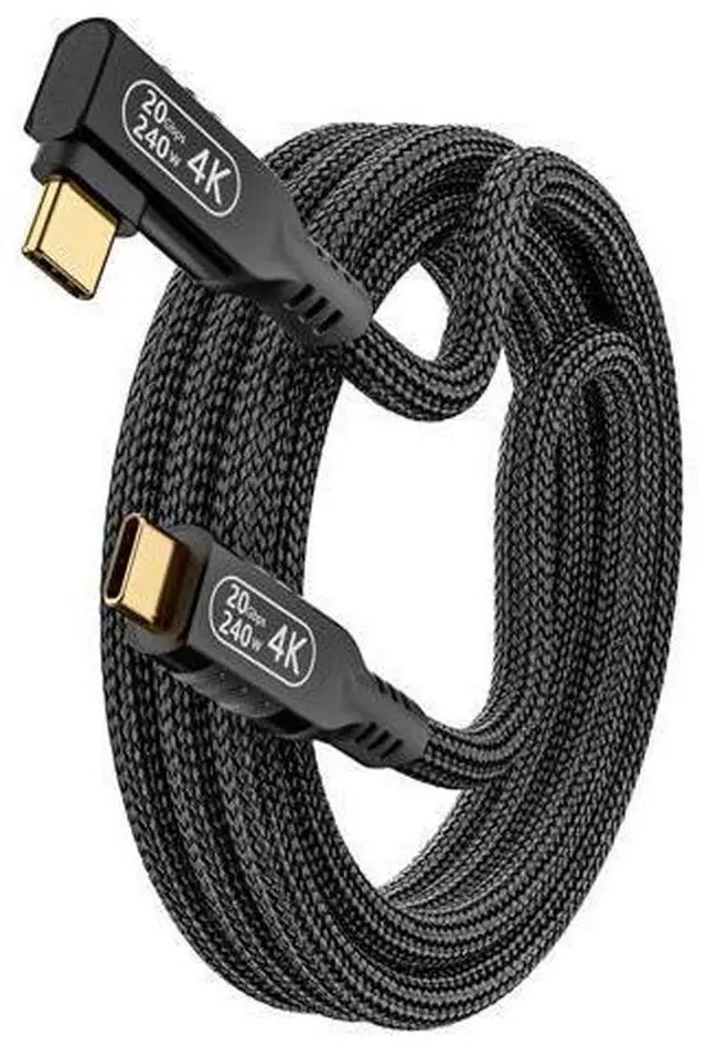 Main image of USB C Cable 10ft,Long Braided USB c to USB c Cable 3.2 ,90 Degree Plug Type C Right Angle Fast Charging Cord240W Charging Cable, 20 Gbps Data Cable,4K60Hz Video Compatible with Thunderbolt 3/4