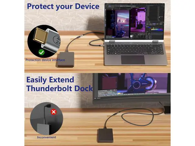 Alt view image 3 of 7 - Vszerda 6.6ft/2M USB4 Cable, USB-C Female to USB-C Male, 40Gbps Data Transfer, 8K@60Hz Video, 240W Fast Charging, Compatible with Thunderbolt 4, Laptop, Tablet, Smartphone, Monitor