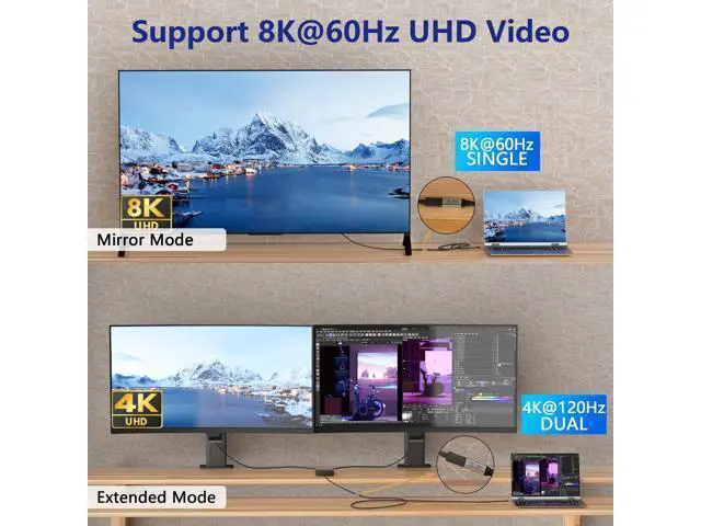 Alt view image 2 of 7 - Vszerda 6.6ft/2M USB4 Cable, USB-C Female to USB-C Male, 40Gbps Data Transfer, 8K@60Hz Video, 240W Fast Charging, Compatible with Thunderbolt 4, Laptop, Tablet, Smartphone, Monitor