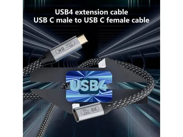 Alt view image 4 of 7 - Vszerda 6.6ft/2M USB4 Cable, USB-C Female to USB-C Male, 40Gbps Data Transfer, 8K@60Hz Video, 240W Fast Charging, Compatible with Thunderbolt 4, Laptop, Tablet, Smartphone, Monitor