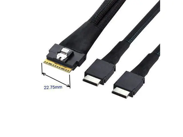 Alt view image 2 of 7 - Vszerda PCI-E Ultraport Slimline SAS Slim 4.0 SFF-8654 8i 74pin to Dual Oculink SFF-8611 Cable 50cm PCI-Express