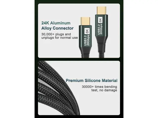 Alt view image 5 of 7 - USB C Monitor Cable 8FT-8K@60Hz USB-C Video Cable-100W PD Fast Charging-USB 3.2 Gen 2 20Gbps Type-C Data Transfer, USBC to USBC Video Cable for iPhone 17 Air 16 15 Pro Max, MacBooks, iPad, Carplay