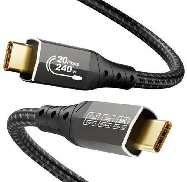Main image of Vszerda USB C to USB C Monitor Cable 6.6FT/ 2m, USB C 3.2 20Gbps Data Transfer, Supports 8K@30Hz, 4K@60Hz/144Hz Video Type C, 240W 48V/5A, USBC Display Cable for Thunderbolt 4 6FT, MacBook Pro, Switch
