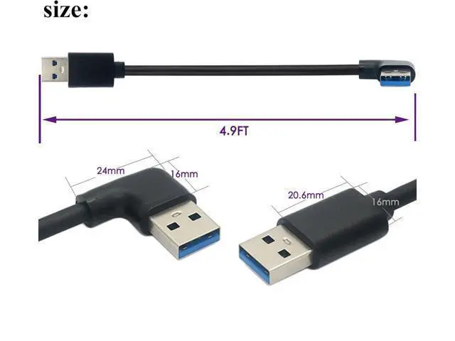 Alt view image 2 of 6 - Vszerda 4.9FT USB 3.0 A to A Right Angled Cable - 5Gbps Data Transfer, 90 Degree Type-A Male Connector