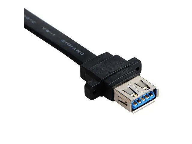 Alt view image 6 of 6 - Vszerda 2 Port USB 3.0 A Female Screw Panel Mount to Motherboard 20 Pin Flat Cable Cord 3.3ft/1m