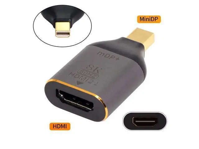 Alt view image 2 of 7 - Vszerda Mini DisplayPort 1.4 Source to HDMI 2.0 Display 8K 60hz UHD 4K Mini-DP to HDMI Male Monitor Adapter Connector