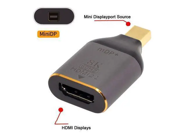 Alt view image 5 of 7 - Vszerda Mini DisplayPort 1.4 Source to HDMI 2.0 Display 8K 60hz UHD 4K Mini-DP to HDMI Male Monitor Adapter Connector