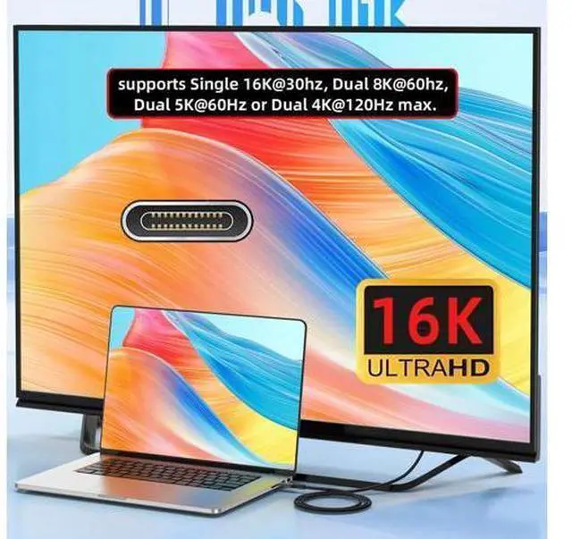 Alt view image 4 of 6 - Vszerda USB5.0 80Gbps USB-C Male to Male Type-C Cable with 240W and 16K@30hz 8K@60Hz 5K@60Hz Compatible with USB4.0 Thunderbolt3/4/5 (1.0m)