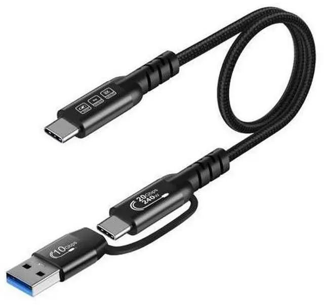 Alt view image 2 of 7 - Vszerda USB C Cable,USbC 3.2 Gen 2X2 20Gbps,Multi Functional 2in1 USB A to Type C 8K@60Hz UHD Video 5A/240W PD3.1 Fast Charge Cord Compatible with Thunderbolt 3/4 MacBook Pro Samsung (USB C 200CM)