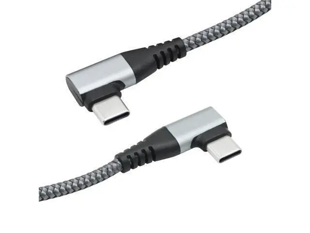 Alt view image 2 of 7 - Vszerda 90 Degree USB C to USB C Cable 3M/9FT, Right Angle 60W PD Type C Fast Charging & Data Transmission Nylon Braided Cable, for Type C Devices Laptop/Tablet/Cell Phone(Gray)