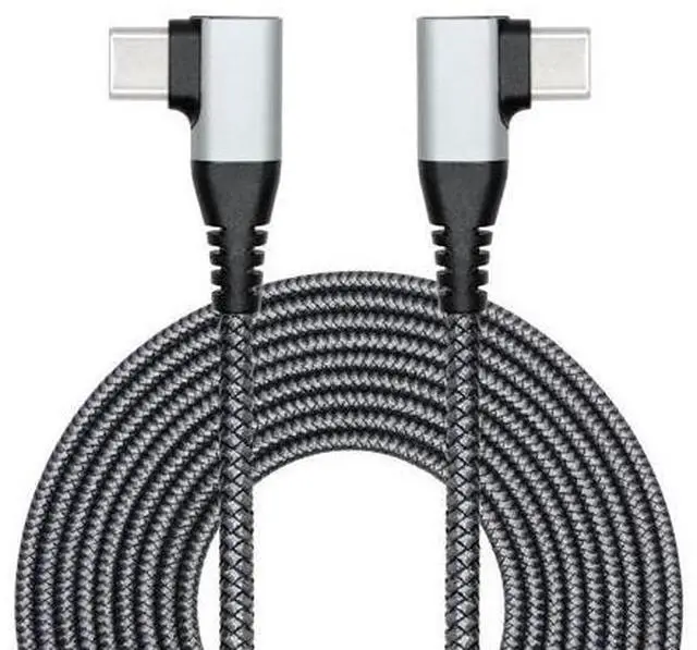Main image of Vszerda 90 Degree USB C to USB C Cable 3M/9FT, Right Angle 60W PD Type C Fast Charging & Data Transmission Nylon Braided Cable, for Type C Devices Laptop/Tablet/Cell Phone(Gray)