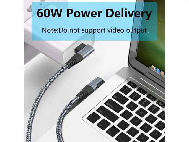 Alt view image 4 of 7 - Vszerda 90 Degree USB C to USB C Cable 3M/9FT, Right Angle 60W PD Type C Fast Charging & Data Transmission Nylon Braided Cable, for Type C Devices Laptop/Tablet/Cell Phone(Gray)