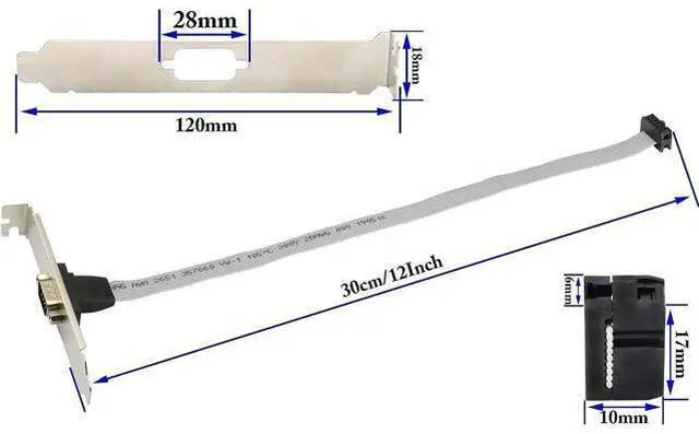Alt view image 2 of 14 - Vszerda 1Port DB9 RS232Serial Port Bracket to 10 pin HeaderRibbon Cable Connector Adapter, DB9 Serial Male to 10P Motherboard Header Panel Mount Cable Serial Port Bracket (12in 4Pcs) (1 Port)