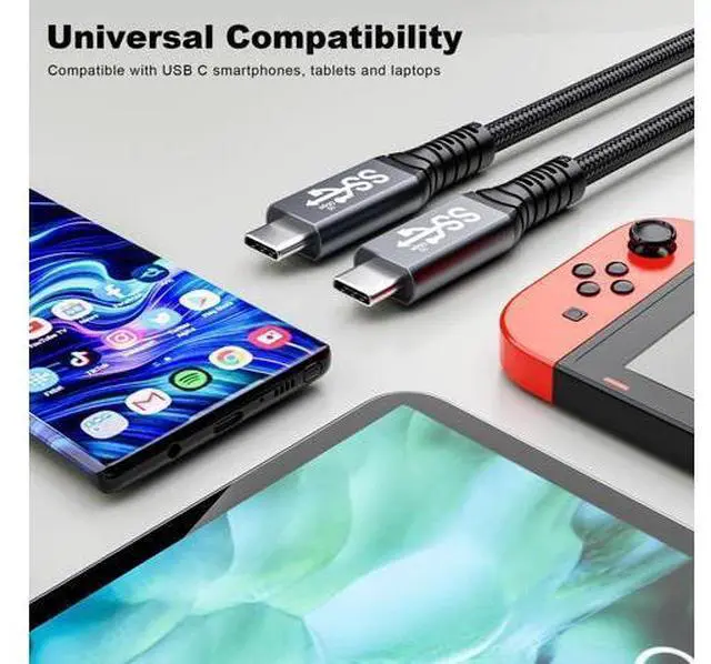 Alt view image 5 of 7 - Vszerda 2pack USB c Cable 3.3FT,usbc to usbc 3.1,10gbps Data Transfer USB-c Video 4K Monitor Cable 100W High Speed Fast Charging Cord Compatible with Thunderbolt3