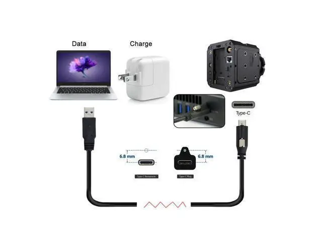 Alt view image 2 of 7 - Vszerda Standard USB3.0 Data Cable to USB 3.1 Type-C Locking Connector with Panel Mount Screw for Camera 2.0M