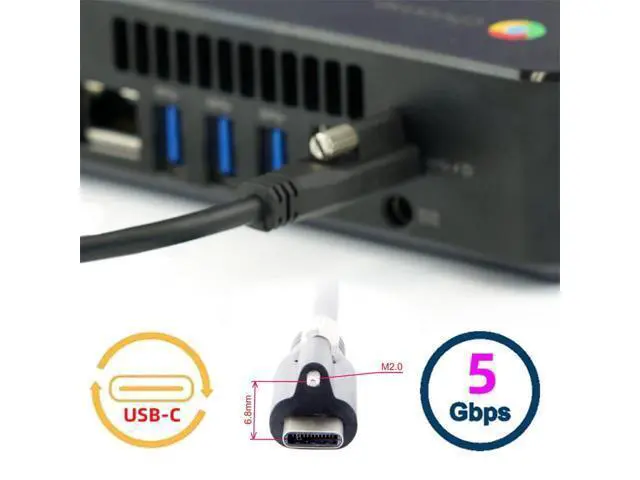 Alt view image 6 of 7 - Vszerda Standard USB3.0 Data Cable to USB 3.1 Type-C Locking Connector with Panel Mount Screw for Camera 2.0M
