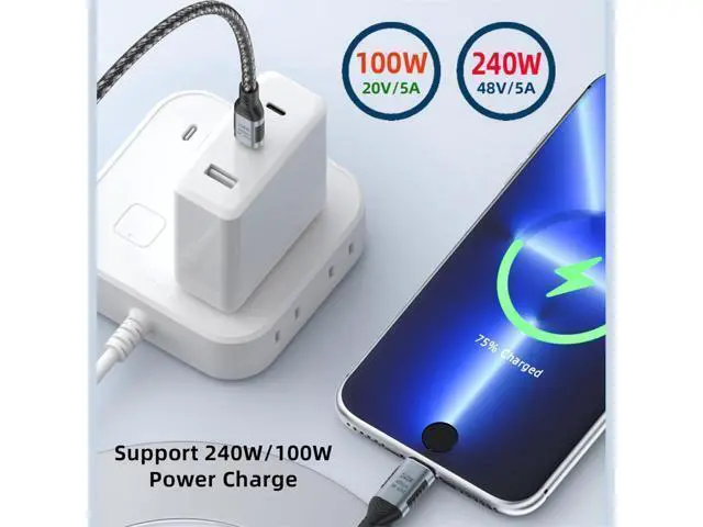 Alt view image 5 of 7 - Vszerda USB-C USB4 Cable 240W 40Gbps USB3.1 100W 8K@60Hz 5K USB4.0 Data Transfer Cord Compatible with Thunderbolt3/4 0.5M
