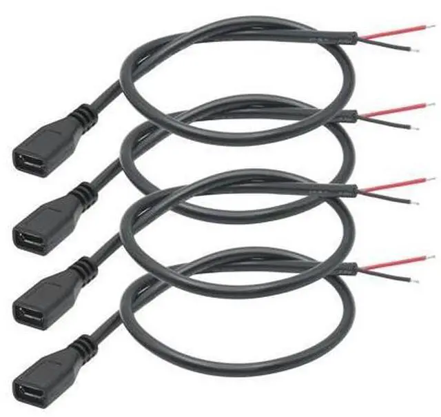 Main image of Short Micro USB Female 2 Pin Bare Wire,30cm/11.8in Micro USB to Open End Pigtail Power Cable Easy Soldering,Micro USB 22AWG 3A for Micro USB Equipment Installed or Replace Repair DIY Cable(4Pcs)