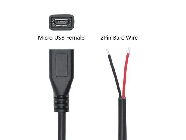 Alt view image 3 of 7 - Short Micro USB Female 2 Pin Bare Wire,30cm/11.8in Micro USB to Open End Pigtail Power Cable Easy Soldering,Micro USB 22AWG 3A for Micro USB Equipment Installed or Replace Repair DIY Cable(4Pcs)