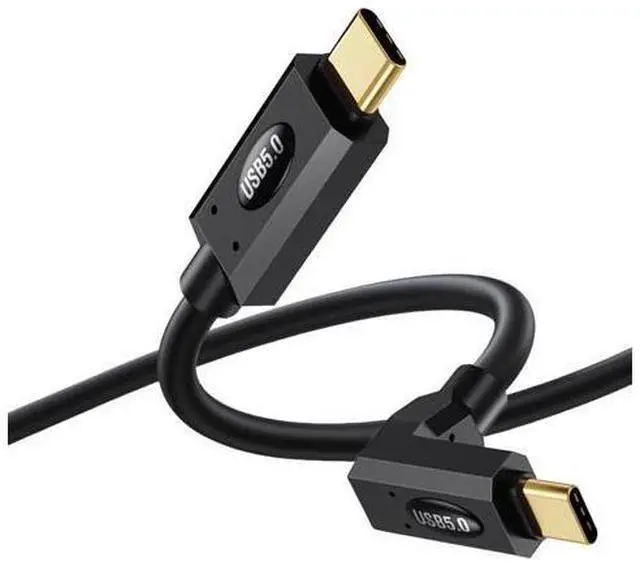 Main image of Vszerda 90 Degree USB C Thunderbolt Cable 2FT, 80Gbps Thunderbolt 5 Cable, 240W Power, Dual 8K Display, 120Gbps Bandwith, Up Down Angle Type C Cord Compatible with iPhone16/15, Laptops, Phones