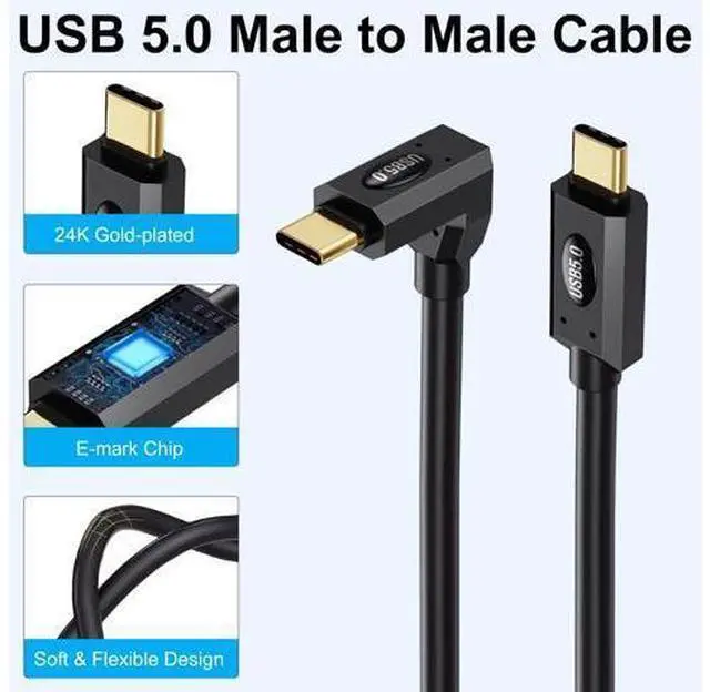 Alt view image 5 of 7 - Vszerda 90 Degree USB C Thunderbolt Cable 2FT, 80Gbps Thunderbolt 5 Cable, 240W Power, Dual 8K Display, 120Gbps Bandwith, Up Down Angle Type C Cord Compatible with iPhone16/15, Laptops, Phones
