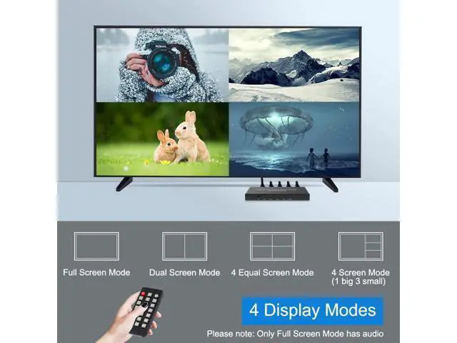 Alt view image 4 of 7 - Vszerda 1080P HDMI 4x1 Quad Multi-viewer Segmentation Converter Screen Splitter Compliant with HDMI 1.3a