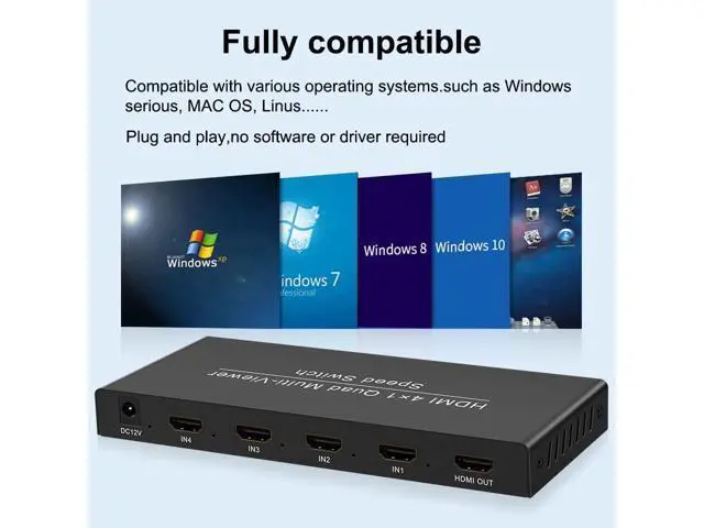 Alt view image 5 of 7 - Vszerda 1080P HDMI 4x1 Quad Multi-viewer Segmentation Converter Screen Splitter Compliant with HDMI 1.3a